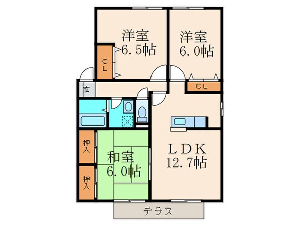 ファミ－ユ石田Ⅱ　Ｂの物件間取画像